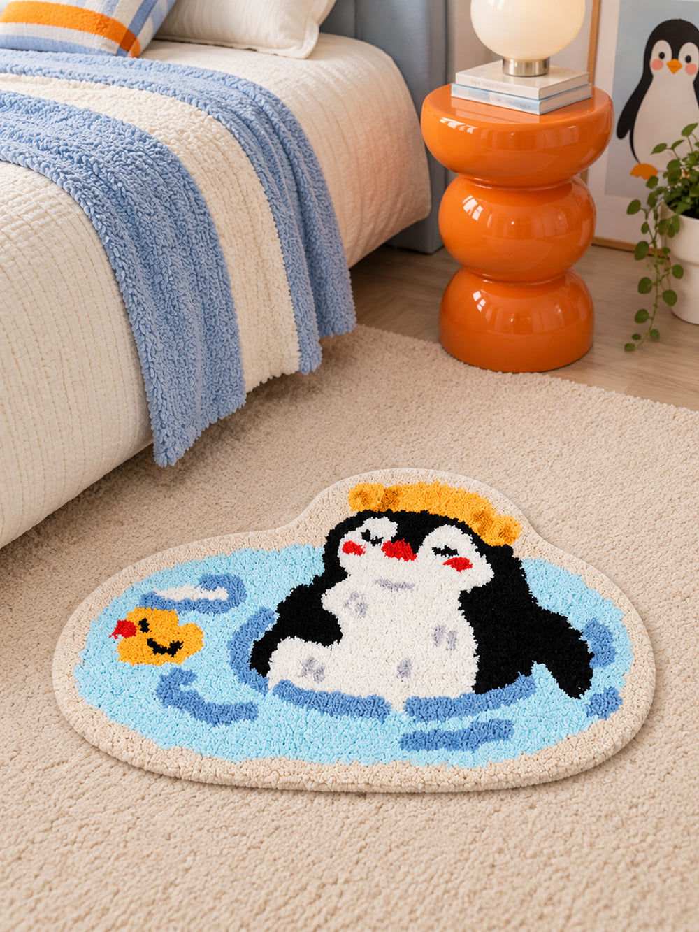 Penguin Bubble Bath Mat — Bedside close-up