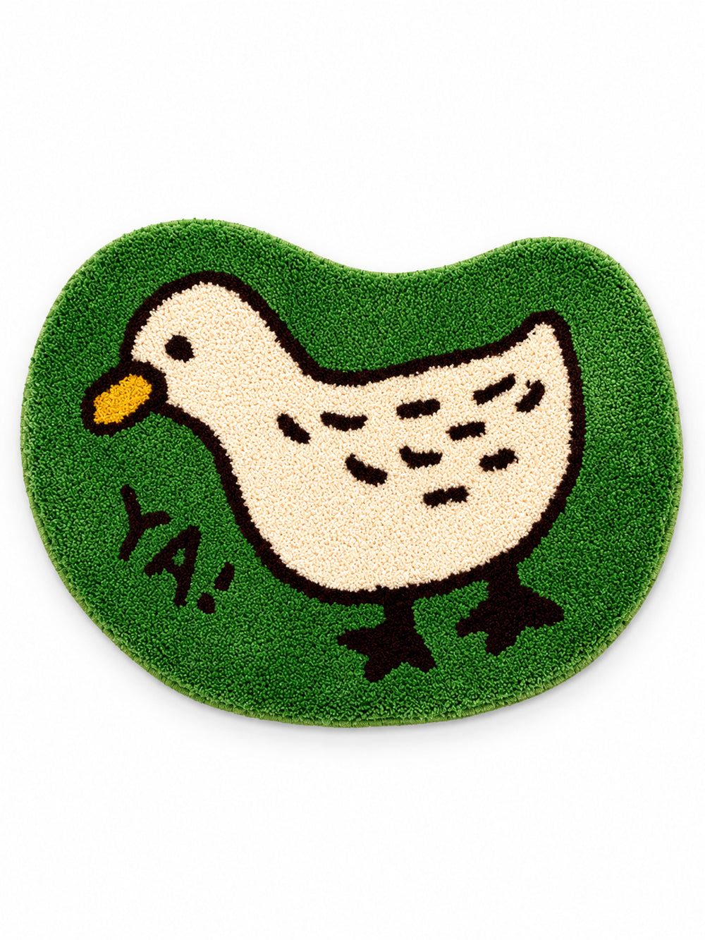 Meadow Duck Shaped Bath Mat - Green on a white background