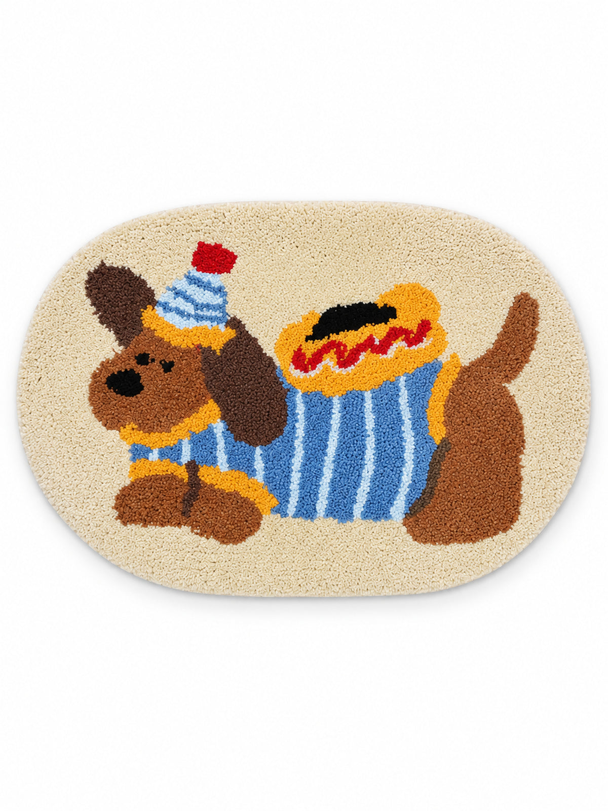 Hot Dog Dachshund Oval Bath Mat on a white background