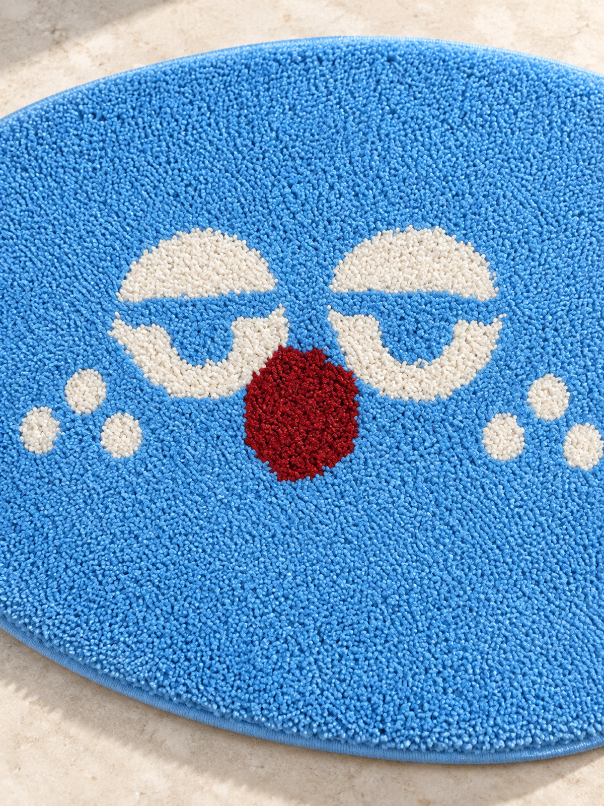 Sleepy Blue Face Oval Bath Mat — face study