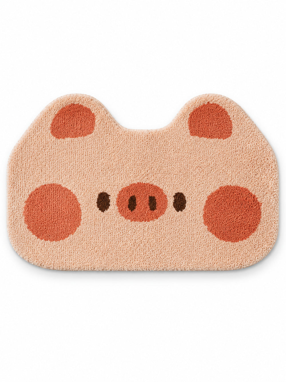 Blushing Piglet Face Bath Mat on a white background