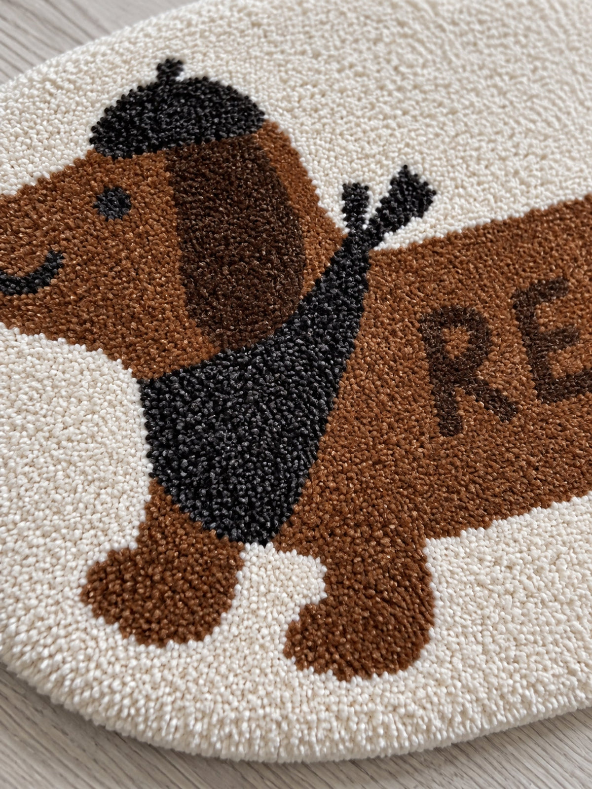 Long Dachshund Shaped Runner Rug - Spotted — surface detail