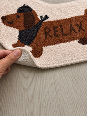 Long Dachshund Shaped Runner Rug - Spotted — backing detail