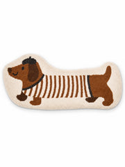 Long Dachshund Shaped Runner Rug - Spotted — white main