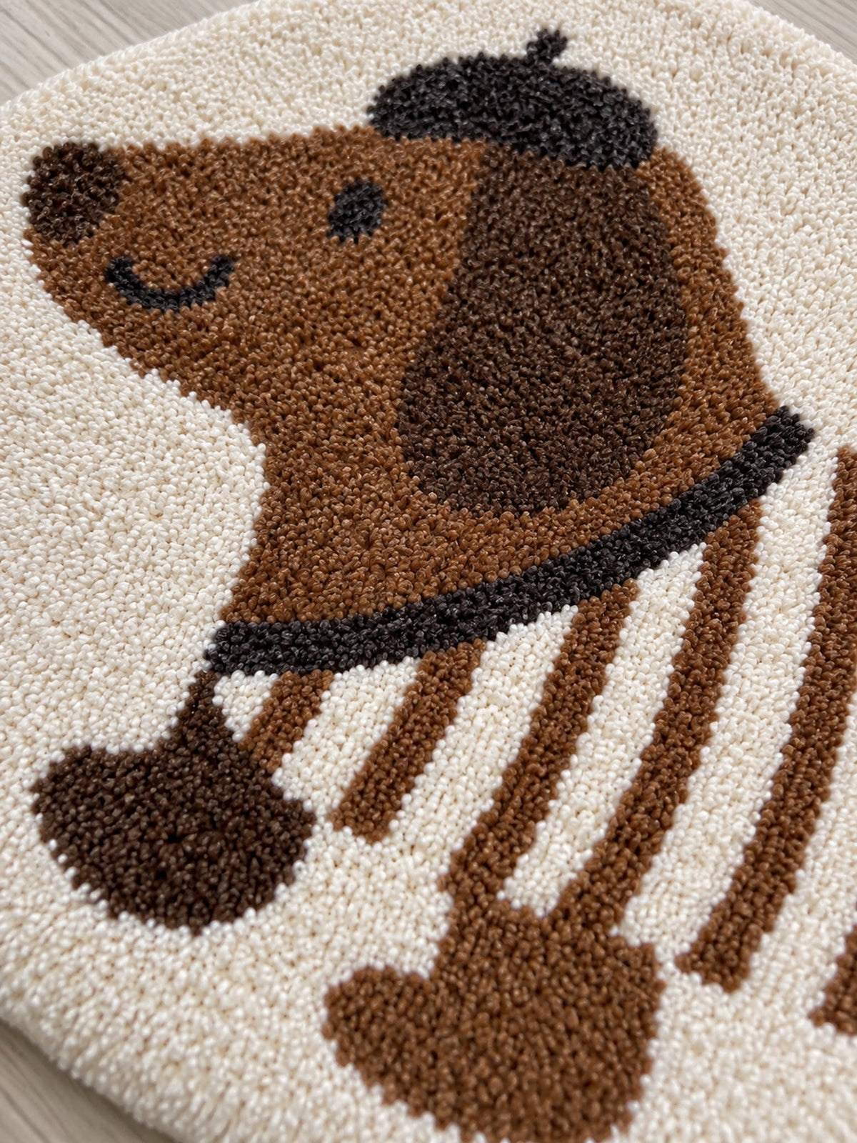 Long Dachshund Shaped Runner Rug - Spotted — surface detail