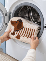 Long Dachshund Shaped Runner Rug - Spotted — machine wash