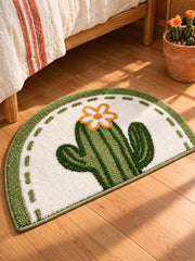 Blooming Cactus Arched Bath Mat — bedside context detail